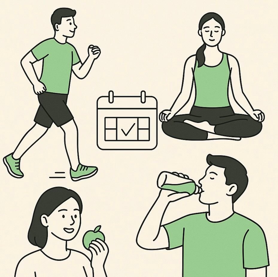 ilustración tonos vivir ligero de varios hábitos saludables